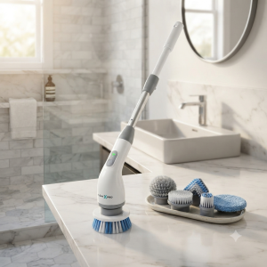 Electric Spin Scrubber cordless bathroom cleaning brush with multiple brush heads